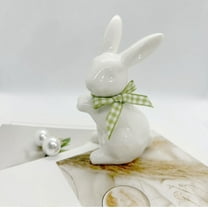 Mini Ceramic Bunny Figurines White Rabbit Statue Table Decorations Cute Bunnies Figurine Tea Pet Ornaments for Wedding Centerpieces Garden Yard Home Office Decor