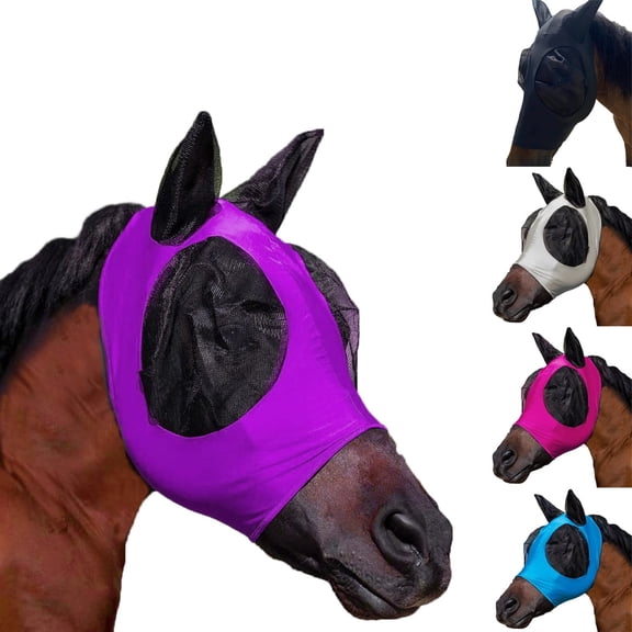 CSStudio Comfort Fit Horse Fly Mask with Ears, Purple, 1 Pack