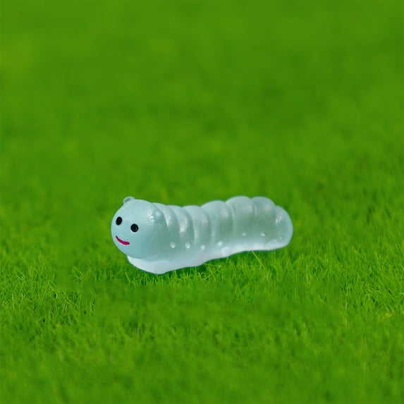 Clearance! Mini Resin Animals Caterpillars Miniature Figures Luminous Mini Resin Charms Miniature Garden Accessories Micro Landscape Ornaments for Outdoor Decor Party Decorations 0.8x0.3inch Blue