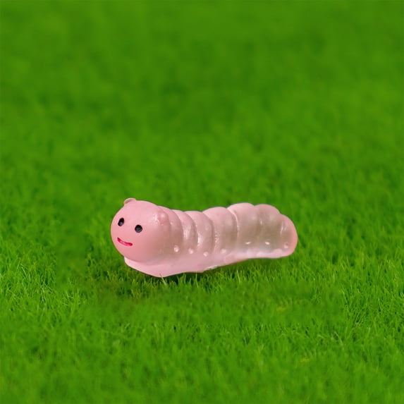 Clearance! Mini Resin Animals Caterpillars Miniature Figures Luminous Mini Resin Charms Miniature Garden Accessories Micro Landscape Ornaments for Outdoor Decor Party Decorations 0.8x0.3inch Pink