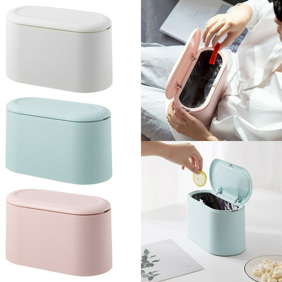 Clearance! Mini Trash Can with Lid Removable Small Garbage Can Tiny Plastic Trash Up Countertop Wastebasket Counter Garbage Lint for Bathroom Kitchen Desk Coffee Table, Garcasee Case