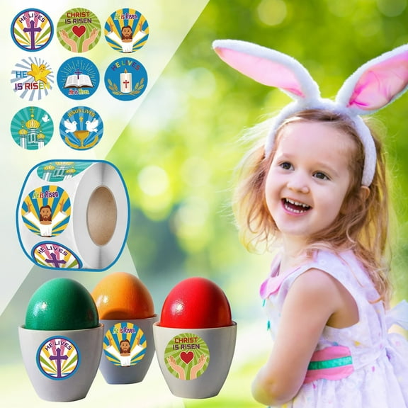 Clearance! Mintong Easter Stickers Gift Tags Toys Tags Easter Decorating Gift 1 Roll 500 Posts Easter