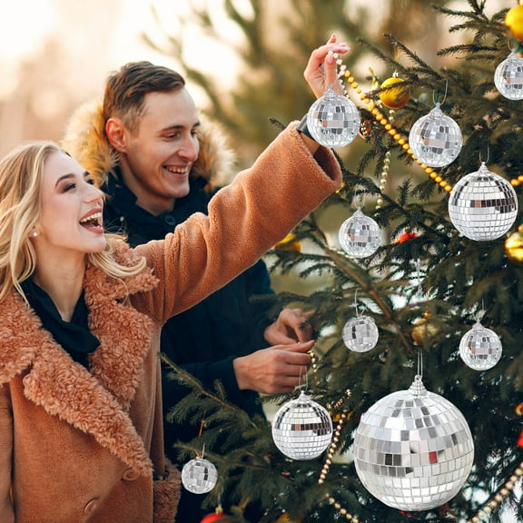 Clearance!Mirror Disco Ball Ornaments, Hanging Disco Ball for Decor - Ideal for Events, Parties and Christmas - Reflective Mirrored Surface for Vibrant Room - Christmas Decoration Accessories
