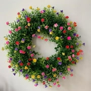 Clearance!!!Mixed Daisy Wreaths for Front Door,Spring Decor Wreath,Outdoor Spring Wreath,18inch Mixed Daisy Artificial Wreath Decorations for Window Wall Mantel Porch