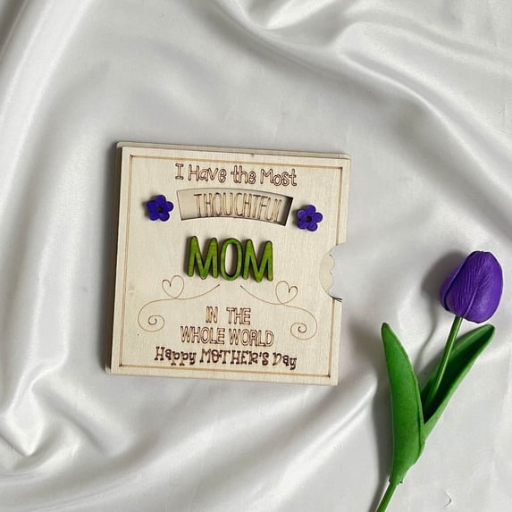 Clearance Mother’s Day Cards,Deep Love Of Mom Pattern Design ,Handmade Greeting Cards,Wooden Thankyou Card,Wooden Birthday Card For Mom,Mum Birthday Gift
