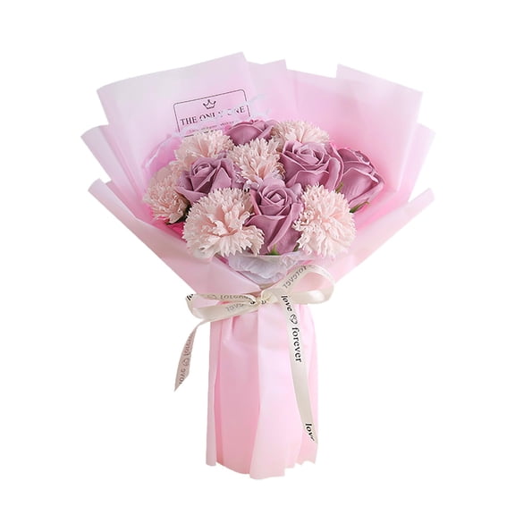 Clearance!Mother's Day Gifts for Mom,Artificial Flowers,Carnation Soap Flowers,Soap Rose Flowers Bouquet,Mother's Day Creative Gift Birthday Present Beautiful Pink Blooms Carnation Rose