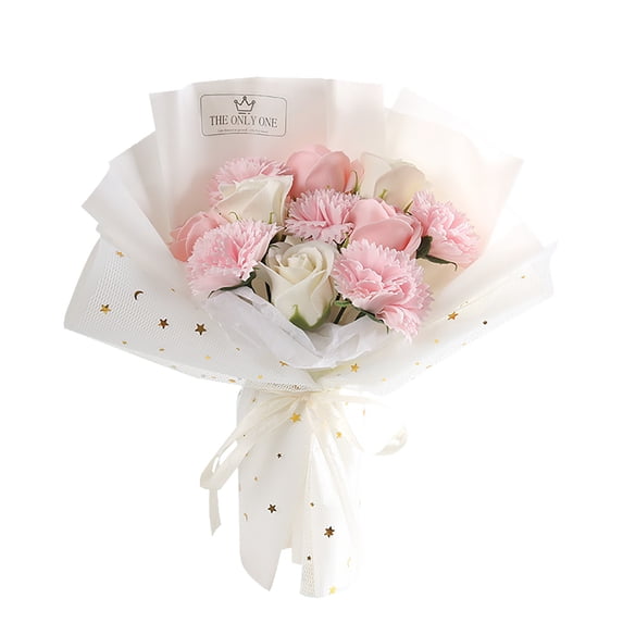 Clearance!Mother's Day Gifts for Mom,Artificial Flowers,Carnation Soap Flowers,Soap Rose Flowers Bouquet,Mother's Day Creative Gift Birthday Present Beautiful Pink Blooms Carnation Rose