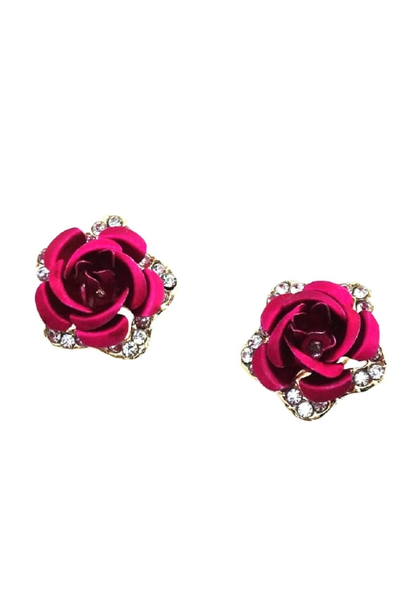 Christmas Gifts Moocorvic Rings for Women Fashion Jewelry Flower Rhinestone Earrings For Women Summer Style
