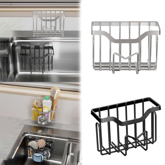 Clearance! Movable Kitchen Caddy Stainless Hanging Sponge Caddy Dish Sponge Brush Stopper Organizer Kitchen Sponge Holder Stainless Organizer for Cleaning Tools 1 Sink Drain