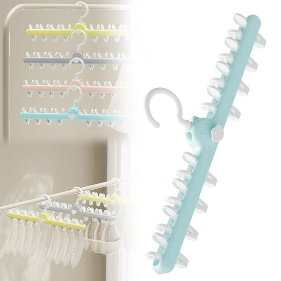Clearance! Multi Functional Drying Rack With 8 Clips For Drying Socks Bras Towels Underwear Scarves Hats Socks Suitable For Family Outdoor Travel Portable