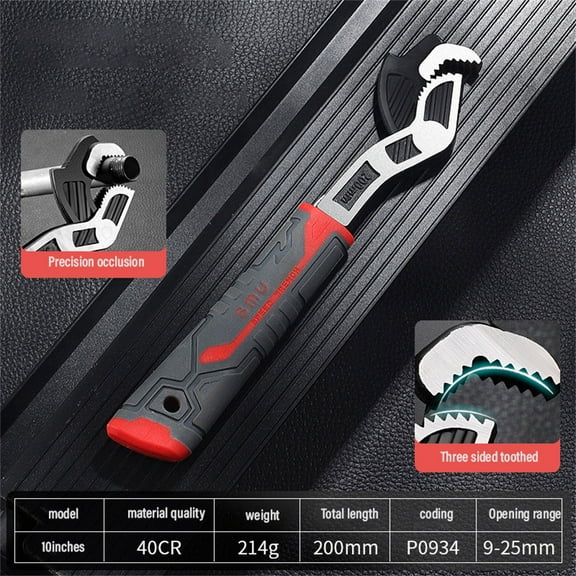 Clearance Multi-Size Universal Adjustable Pipe Wrench Set, CR-V Alloy Steel, One-Handed Auto-Locking, for Plumbing & Mechanical Repairs