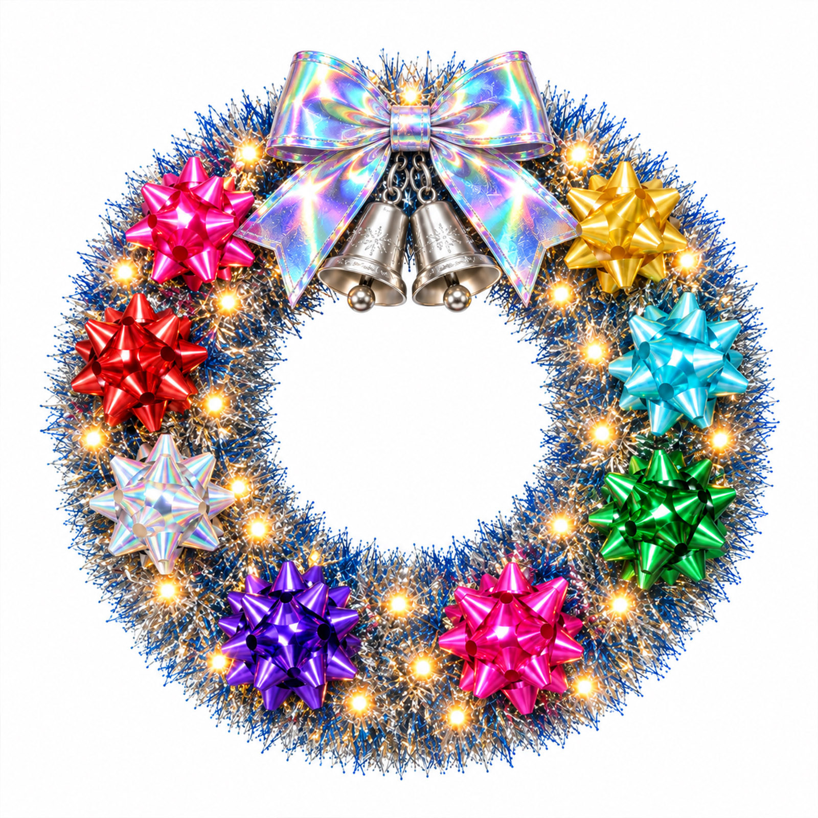 Clearance! Musical Lighted Vintage Christmas Wreath, Battery Operated Tinsel Wreath with LED Lights, Foil Reflectors and Classic Christmas Carols, Retro Nostalgic Holiday Door Decor