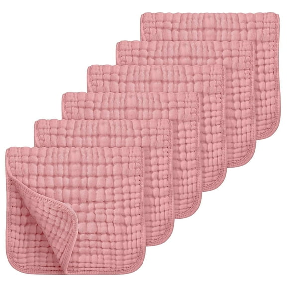 Muslin Burp Cloths 100% Cotton Large 20''x10'' Baby Essentials, Extra Soft and Absorbent Baby Burping Cloth for Boys Girls, Pink, 6 Pack