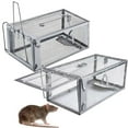 thumbnail image 1 of Clearance!Musol 2Pcs 11*5.5*4.3 Inch 1-Door Humane Catch and Release Live Animal Trap Cage - Live Raccoon Trap, for Bobcats, Beavers, Dogs, & More, 1 of 7