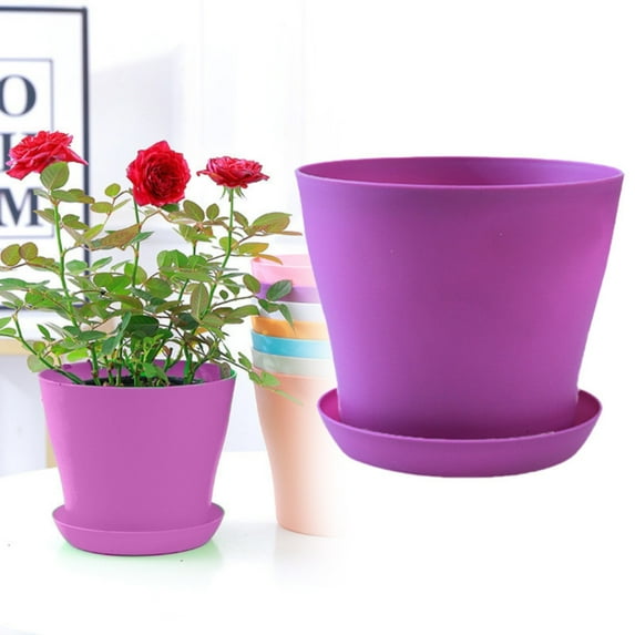 Clearance!Musol Pots for Plants 8 Inch Plant Pots House Plants Indoor Planter with Drainage Holes & Saucer Balcony Porch Outside Decor for All House Plants Indoor African Violet Snake Plant, Black
