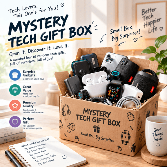 Clearance! Mystery Gift Box, with 3 -20 Electronic Gadgets, Unique festivals, birthdays, parties, Christmas gifts