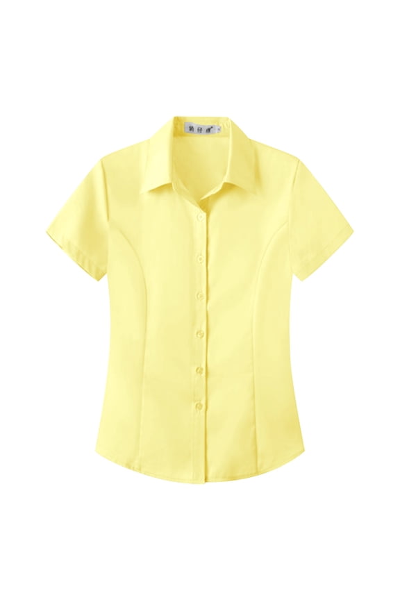 Clearance!NMMUED Button Down Shirts for Women, Oversized Tshirts for Women, Dress Shirts for Women, Work Shirts for Women, Womens Work Tops, Yellow 5XL