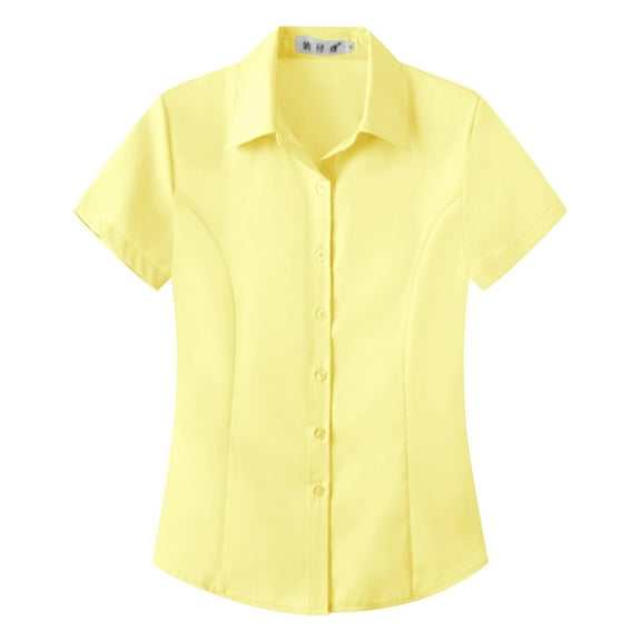 Clearance!NMMUED Button Down Shirts for Women, Oversized Tshirts for Women, Dress Shirts for Women, Work Shirts for Women, Womens Work Tops, Yellow 6XL