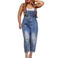 thumbnail image 1 of Clearance!NMMUED Denim Overalls for Women, Jean Overalls for Women, Capri Overalls for Women, Bib Overalls Women, Beach Vacation Clothes for Women, Dark Blue L, 1 of 5