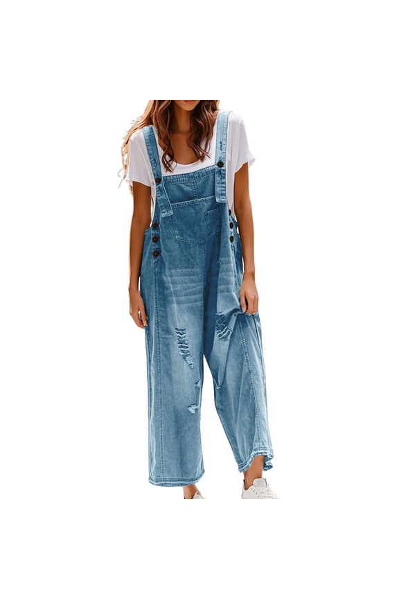 Clearance!NMMUED Denim Overalls for Women, Overalls for Women Loose Fit, Bib Overalls Women, Jean Overalls for Women, Baggy Overalls for Women, Blue XXL