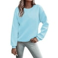 thumbnail image 1 of Clearance!NMMUED Fleece Sweatshirts for Women, Crew Neck Sweatshirts Women, Pullover Sweatshirts for Women, Fleece Crewneck Sweaters Casual Tops, Womens Sweatshirts No Hood, Blue 2 XL, 1 of 8