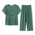 thumbnail image 1 of NMMUED Linen Outfits Women 2 Piece, Two Piece Sets for Women Summer, Gauze Shirts for Women, Baggy Pants, Beach Vacation Clothes for Women, Green XL, 1 of 4