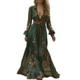 thumbnail image 1 of NMMUED Maxi Dresses for Women 2025, Long Sleeve Dress for Women, Floral Dress for Women, Flowy Dresses for Women, Vintage Dress for Women, Green S, 1 of 7