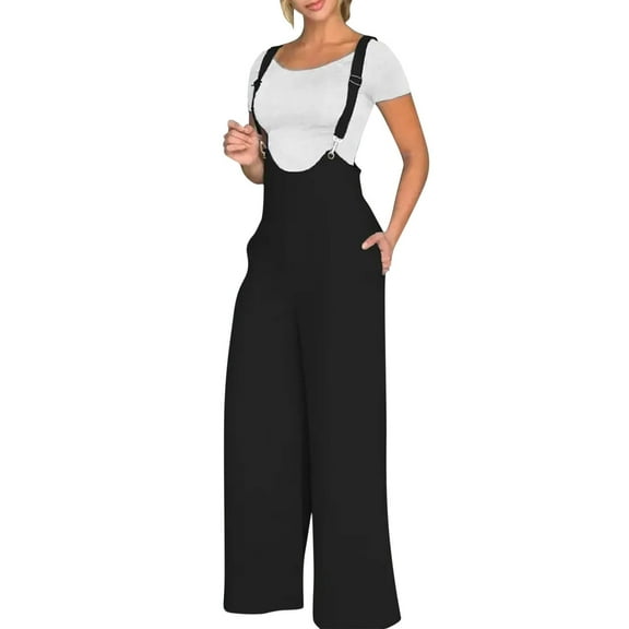 Clearance!NMMUED Overalls for Women Loose Fit, Baggy Overalls for Women, Jumpsuits for Women Casual, Wide Leg Jumpsuits for Women, Rompers for Women 2025, Black S