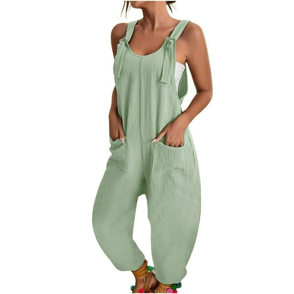 Clearance!NMMUED Overalls for Women Loose Fit, Rompers for Women, Baggy Overalls for Women, Women Beach Fashion, Wide Leg Jumpsuits for Women, Green L