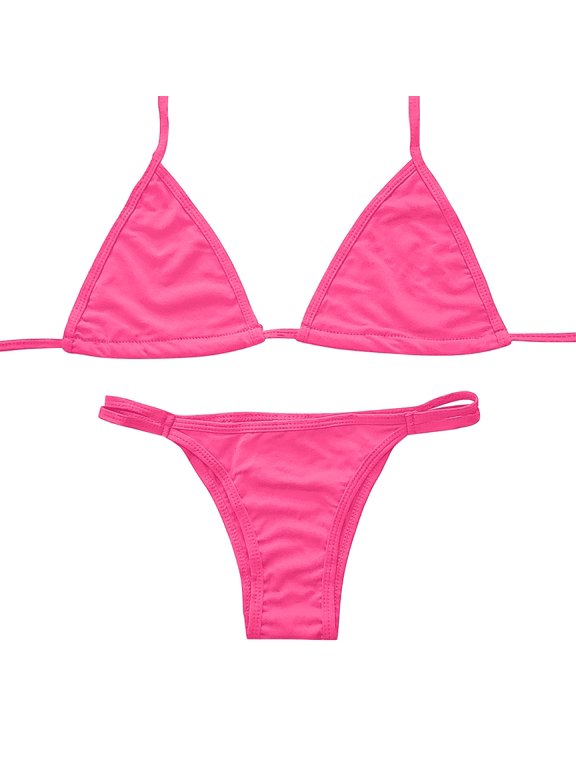 Clearance!NMMUED Triangle Bikini, String Bikini, Halter Bikini Sets for Women, Bikini Sets for Women, Swim Wear for Women 2025, Hot Pink XL