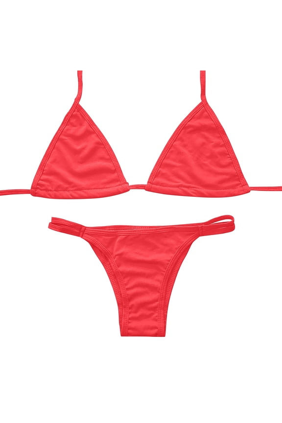 Clearance!NMMUED Triangle Bikini, String Bikini, Halter Bikini Sets for Women, Bikini Sets for Women, Swim Wear for Women 2025, Red L