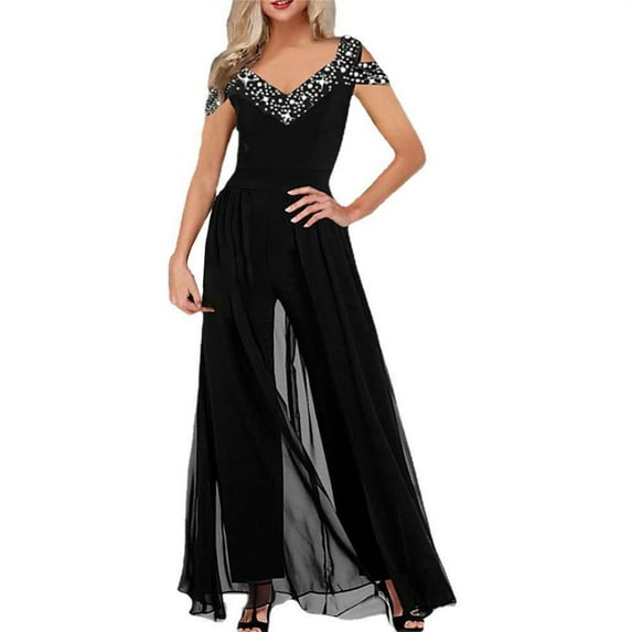 Clearance!NMMUED Wide Leg Jumpsuits for Women, Sleeveless Jumpsuits for Women, V Neck Jumpsuits for Women, Backless Jumpsuit for Women, One Piece Jumpsuits for Women, Black L