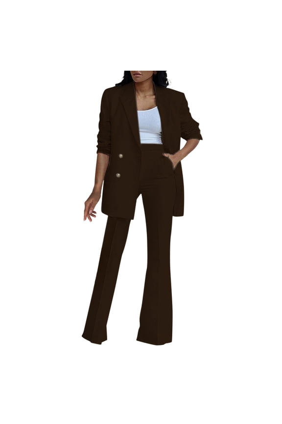 Women Suits 2 Piece Set, Womens Suits 2 Piece Set Business, Pant Suits for Women Dressy, Trajes Elegantes Para Mujeres, Womens Business Casual Clothing, Coffee XL