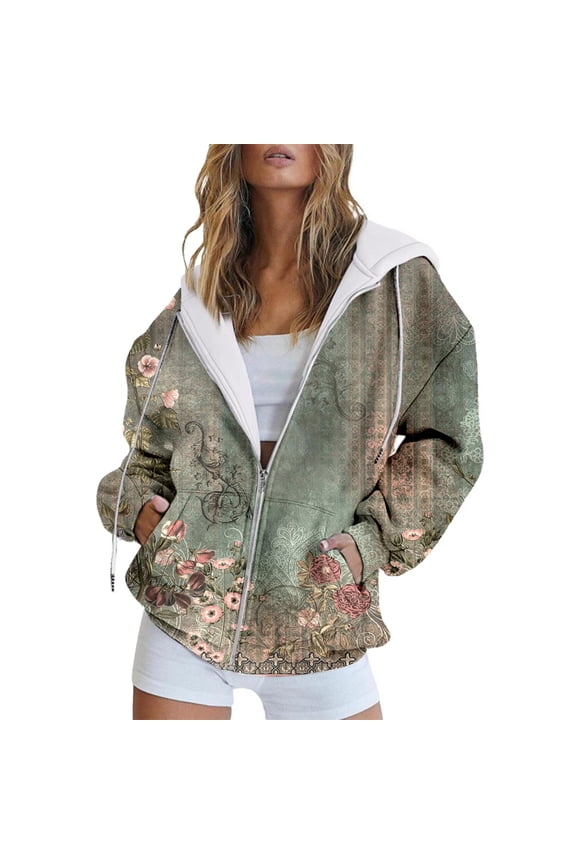 Womens Hoodie, Zip Up Hoodie Women, Hooded Jacket Women, Graphic Hoodies, Spring Jackets for Women 2025, S 3XL