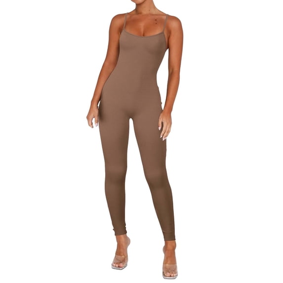 Clearance!NMMUED Workout Jumpsuits for Women, Sleeveless Jumpsuits for Women, Athletic Rompers for Women, Jumpsuits for Women Tummy Control, One Piece Jumpsuits for Women, Khaki XXL