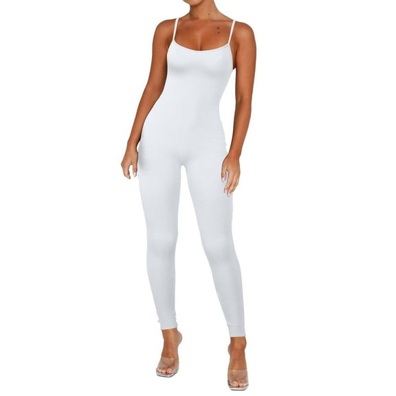 Clearance!NMMUED Workout Jumpsuits for Women, Sleeveless Jumpsuits for Women, Athletic Rompers for Women, Jumpsuits for Women Tummy Control, One Piece Jumpsuits for Women, White S