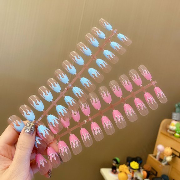 Clearance Nail Patch Flame False Nail Patch Wearing Nail Patch Finished Nail Patch Patch 24 pieces Factory Direct Sales