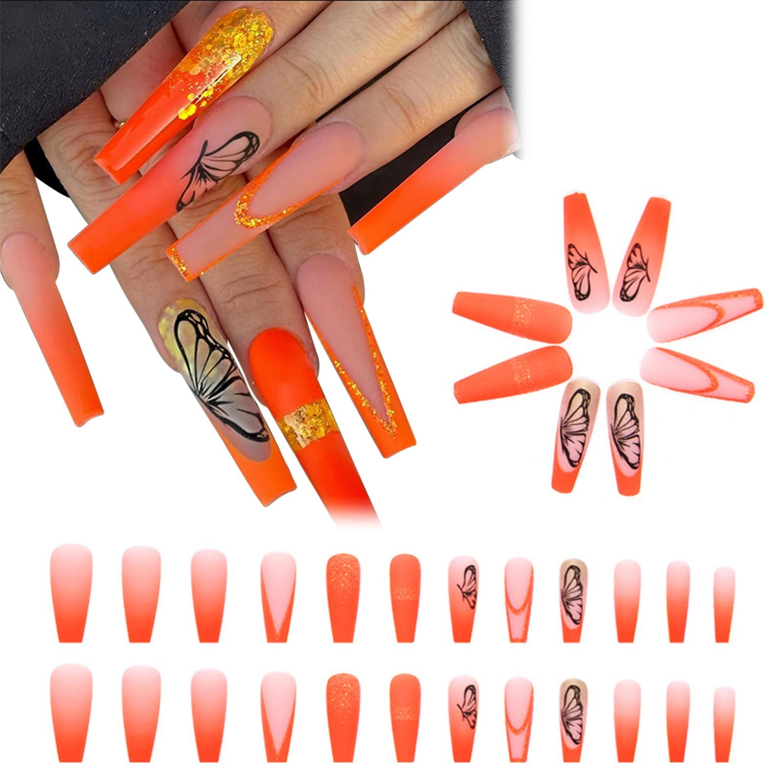 Nail Tips, Nail Paste Practice Nails 24 Pieces Long European and