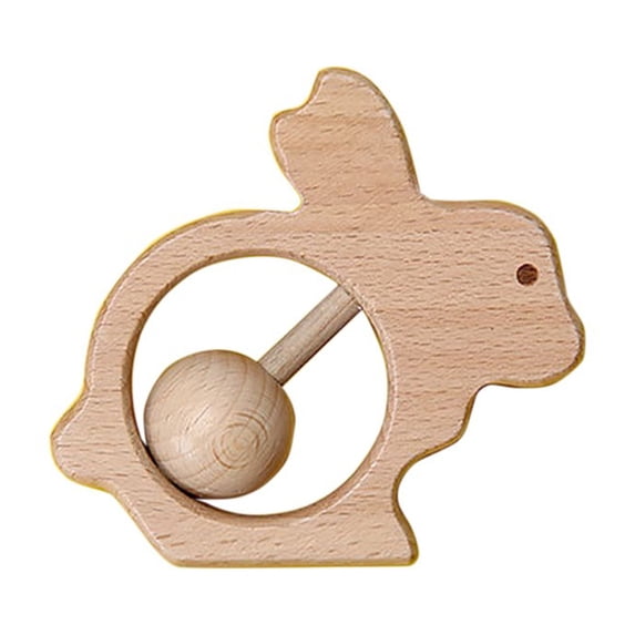 Clearance! Natural Wooden Baby Hand Rattle Toys, 0-12 Months Infant Montessori Sensory Toy, Smooth Polished Wood Teething Rattle, Newborn Grab Toy for Fine Motor Skill Development, Baby Shower Gift