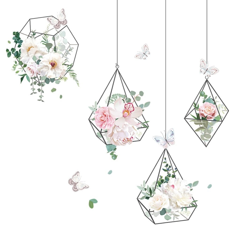 Clearance!!!Nature Fresh Succulents Hanging Basket Wall Stickers Removable Wall Decals Peel and Stick Decorations Decor for Nursery Teens Boys Girls Bedroom Living Room Bathroom Murals