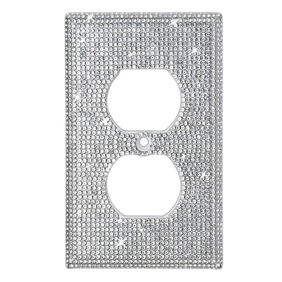 Clearance! Ncandy Outlet Covers Silver, Shiny Rhinestones Wall Plate Light Cover Wall Plate Cover Light Cover Decorative Bling Light Cover for Home Ornaments, 1 Set of Switch Cover with Screws