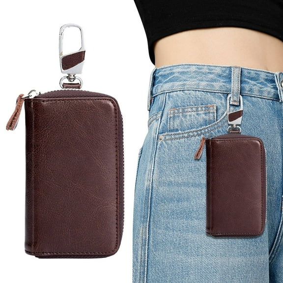 Clearance Needle and Thread Kit under $10,Large Leather Key Case Wallet With 12 Hooks & 1 Keychain/Ring For Men Or Women Coffee Large