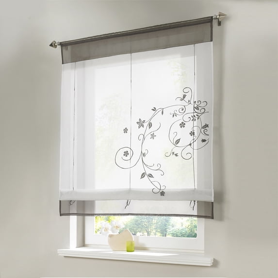 Newest Roman Blinds Embroidery Tulle Short Shade Pastoral Room Window Curtain