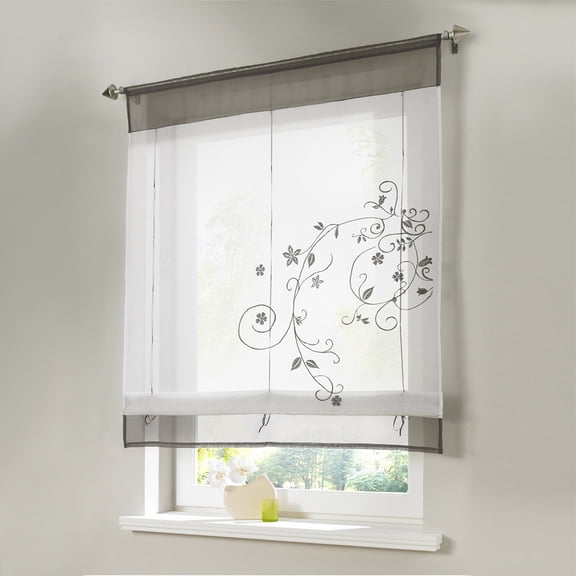 Newest Roman Blinds Embroidery Tulle Short Shade Pastoral Room Window Curtain