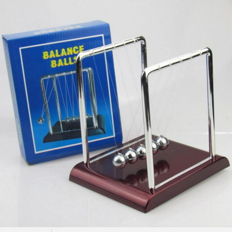 Clearance Newton Cradle Metal Pendulum Balance Ball for Table Office Desk  Physics Science Teaching Tool - Small Red Base Square Support