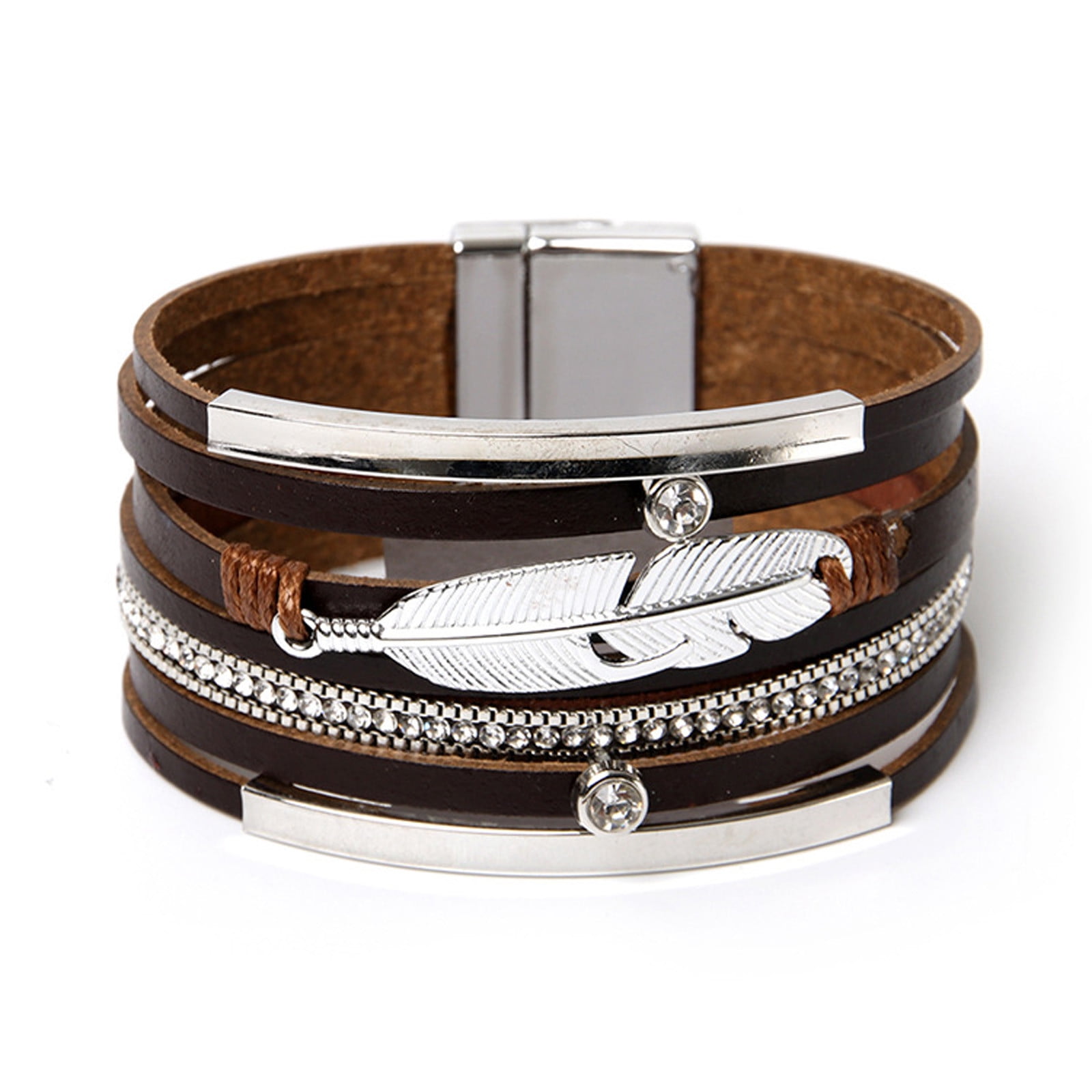 Clearance！ Niahfd Gold Bracelets for Women Leather Cuff Bracelet Set