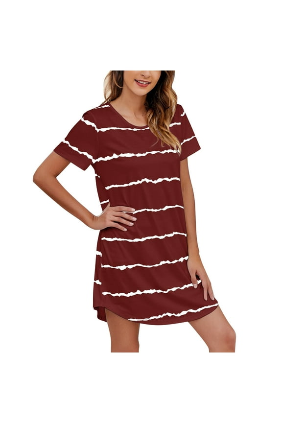 Clothing Nightgowns for Women Cotton Night Shirts Short Sleeve Night Gown Dress Casual Pajamas Soft Sleepwear