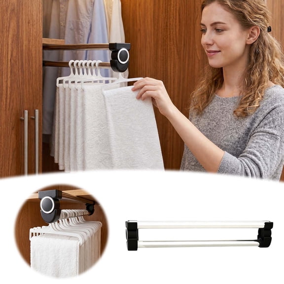 Clearance! Nnndbs Closet Rod Valet Rod for Closet Pull Out Sliding Rack Heavy Duty Pull Out Garment Organizer for Closet Storage Space Saving Hanger Rail System