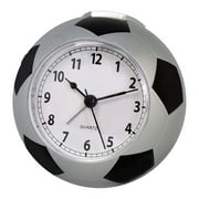 Clearance! Nomeni Alarm Clock Soccer Ball Alarm Clock Silent Table Clock 3D Football Shaped Bedside Clock Decorative Personalized Clock Boy Birthday Gift Home Decor Silver
