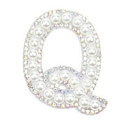 Clearance! Nomeni Iron on Patches Iron Cobble on Clothes Az Sew Decorative Letter Cobble Glitter Letters Applique Rhinestone Pearl English Letters for Diy Craft Supplies Sewing Supplies White